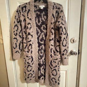 Rachel Zoe Medium Leopard Print Sweater Teddy Cardigan Womens Heavy